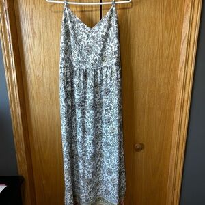 LOFT Floral Maxi Dress - Gray and White
